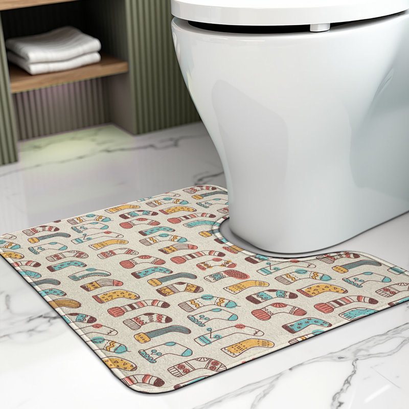  Scandinavian Toilet Mat U-Shape Bathroom Rug 20" x 16" Multicolor