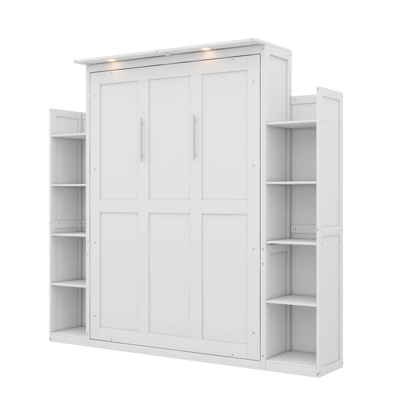 Full-Sized Murphy Wall Bed Featuring Built-In Shelving