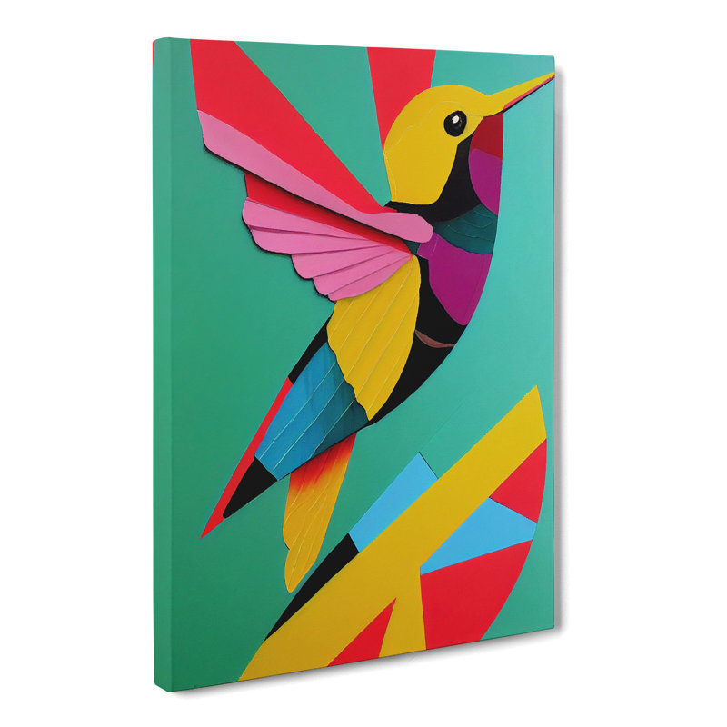 Orrick Hummingbird Patchwork - Wrapped Canvas, 60cm H x 40cm W x 3cm D