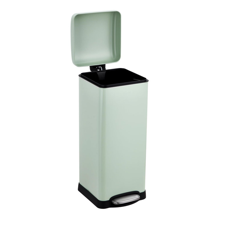 Poubelle de salle de bain 8 gallons, poubelle à pédale carrée 30 litres en acier inoxydable avec couvercle à fermeture douce pour la cuisine, avec seau intérieur amovible
