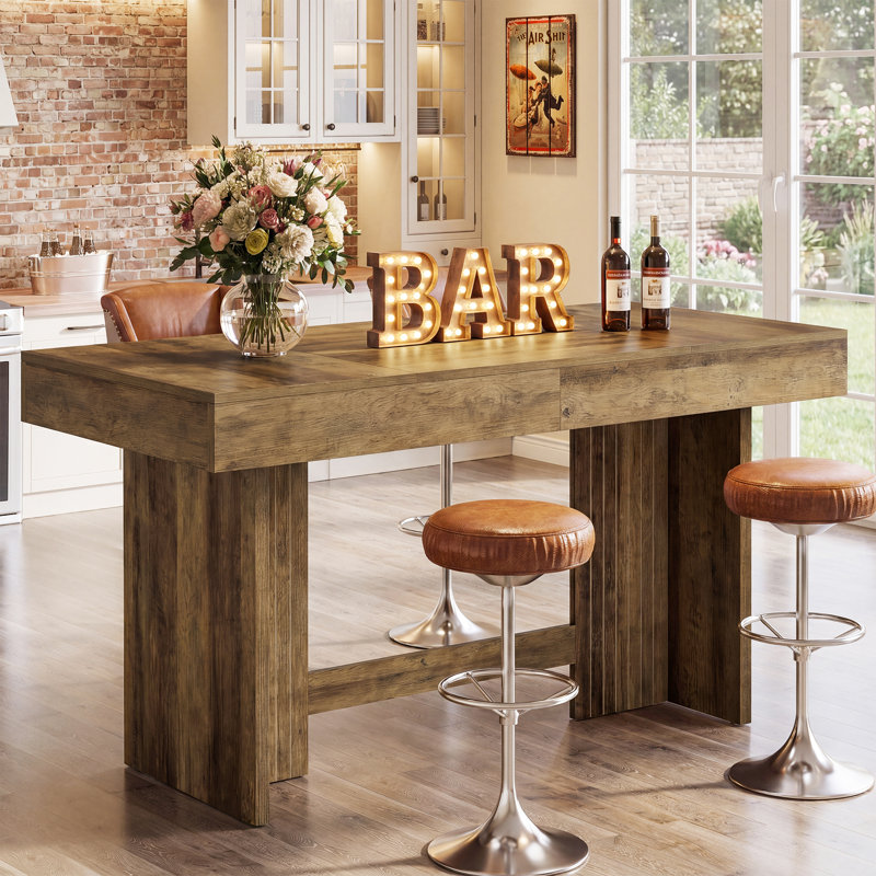 Table de bar 55 po, unité de bar haut de table de pub pour salle à manger, bistro Farmhouse