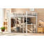 Lit mezzanine grand grain de bois blanc avec garde-robe, bureau et rangement, bureau à assemblage en douceur, espace de rangement pour votre espace de couchage
