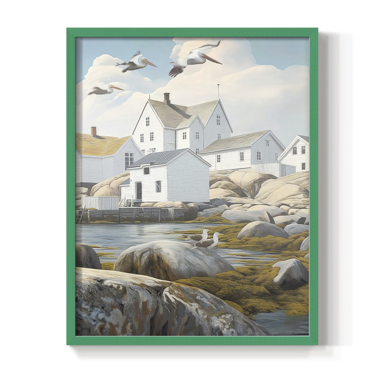 Fisherman's Way II Framed Print - Solid Wood, Green, 11" H x 9" W