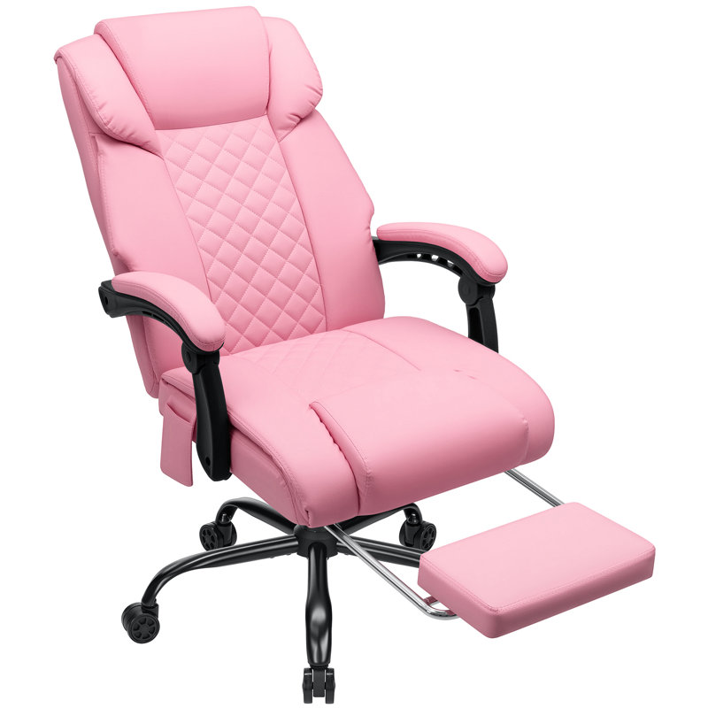 Fauteuil de bureau à 6 points de massage ergonomique et vibrant avec massage par vibration et dossier haut inclinable avec repose-pieds
