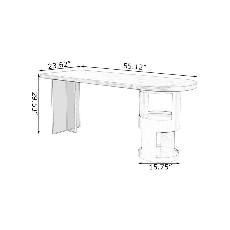 Bureaux en bois massif demi-cercle brun noisette, H 29,53 po x l 55,12 po x P 23,62 po