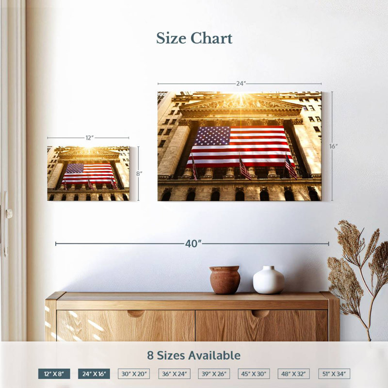 Borges Wall Street US Flag, 16" H x 24" W