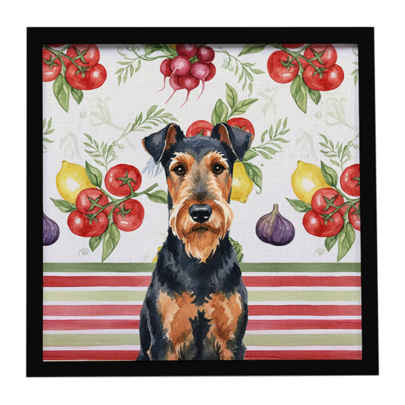 Airedale Terrier Légumes, impression sur métal encadrée