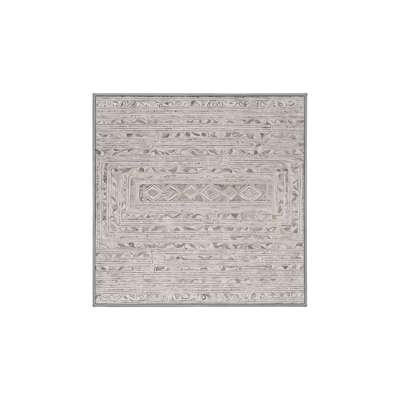 Machine Washable Gray Area Rug, Square 4'