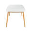 Charmante table de salle à manger de style Mid-Century, surface en faux bois et pieds en bois d'hévéa massif, abat-jour en chêne blanc, l 58,08 po x P 35,12 po H 29,02 po