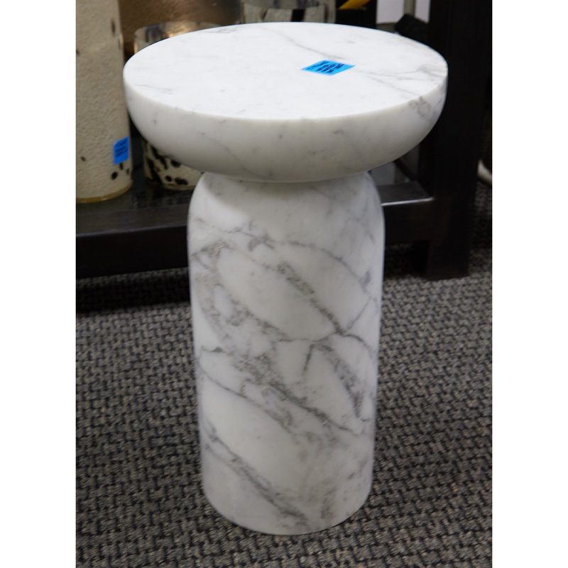 Tumble Marble End Table, White