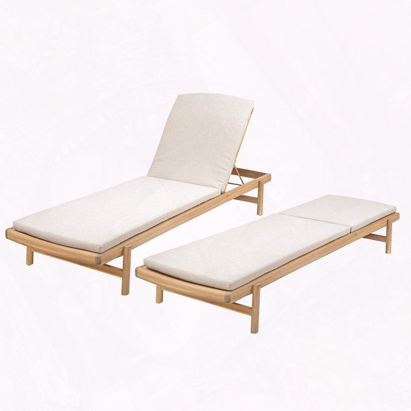 Chaise longue en bois d'acacia avec cadre lisse et poli