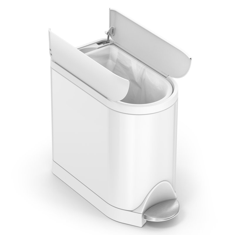 10-Litre Butterfly Step Pedal Bin, White