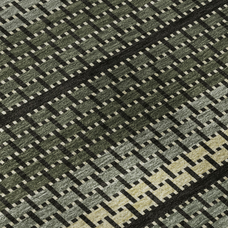 Premium Machine Washable Mayfield AMF2427 Striped Rug, Cactus, 8' Round