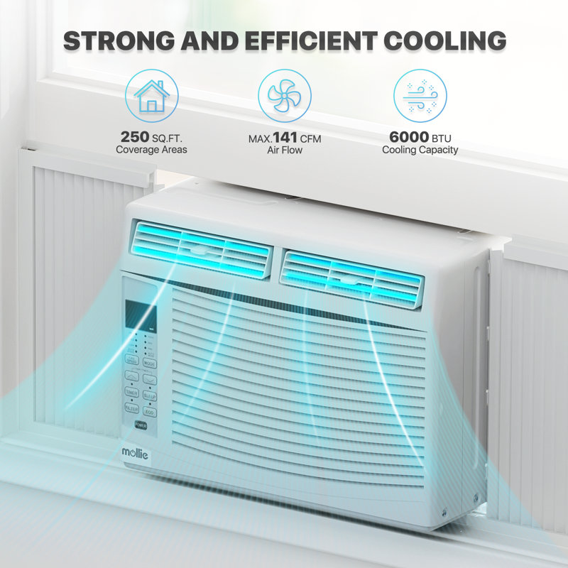 Mollie 6000 BTU White Smart Window Air Conditioner with Remote and WiFi
