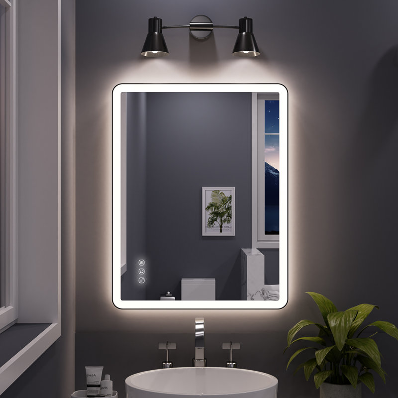 Miroir mural Natalin, 36 po x 28 po, Noir mat, Rectangulaire