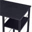 Bureau d'écriture moderne noir avec tablette à 2 niveaux | Base ouverte en métal | Noir, bois synthétique