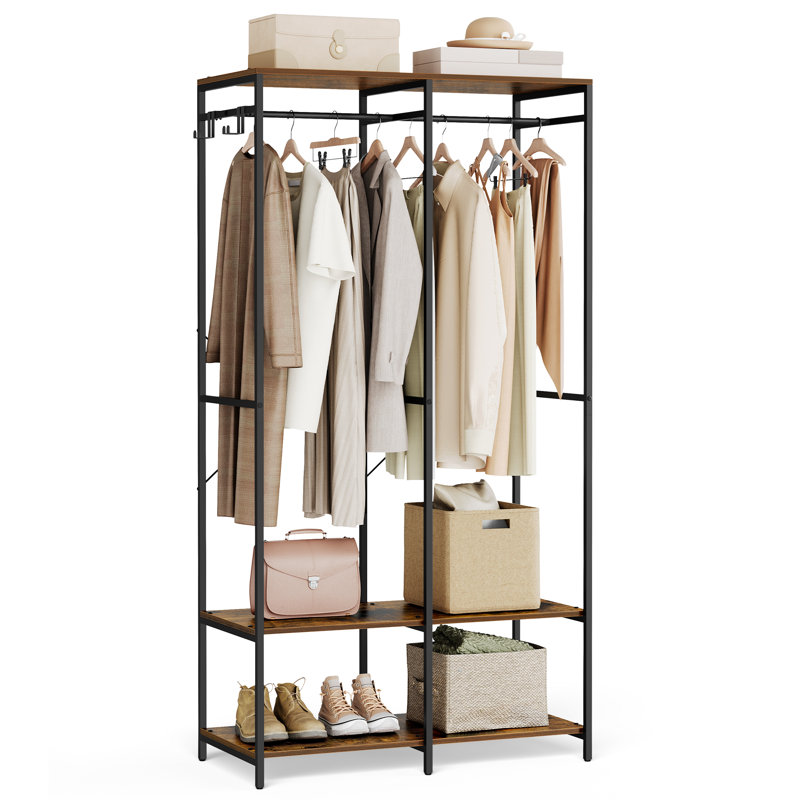 Alfonsina 95cm Portable Wardrobe, Rustic Brown