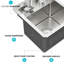 Évier de cuisine encastré en acier inoxydable de calibre 16 de 13 x 15 x 9 pouces Sus304, robinet pliant avec pivot à 360 ° et contrôle de l'eau, conception invisible pour améliorer le poste de travail, évier à sortie rapide en forme de X
