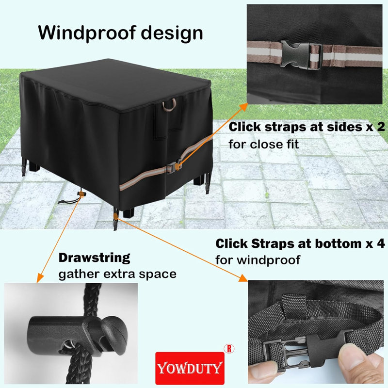Rectangular Propane Gas Fire Pit Table Cover 52x34x24