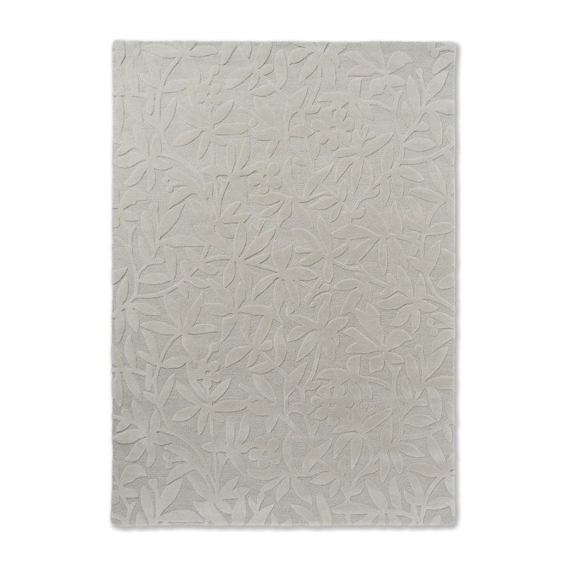 Tapis gris en laine touffeté à la main Damask, Rectangle 6 pi 7 po x 9 pi 2 po