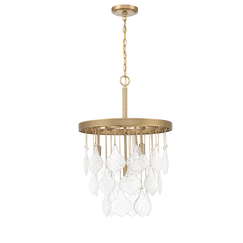 Luminaire suspendu grappe à 4 lumières, Laiton satiné