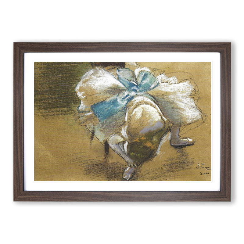 Ballet Ballerina Dancer Tying Her Slipper Vol.2 by Edgar Degas - Picture Frame Painting, Walnut Framed