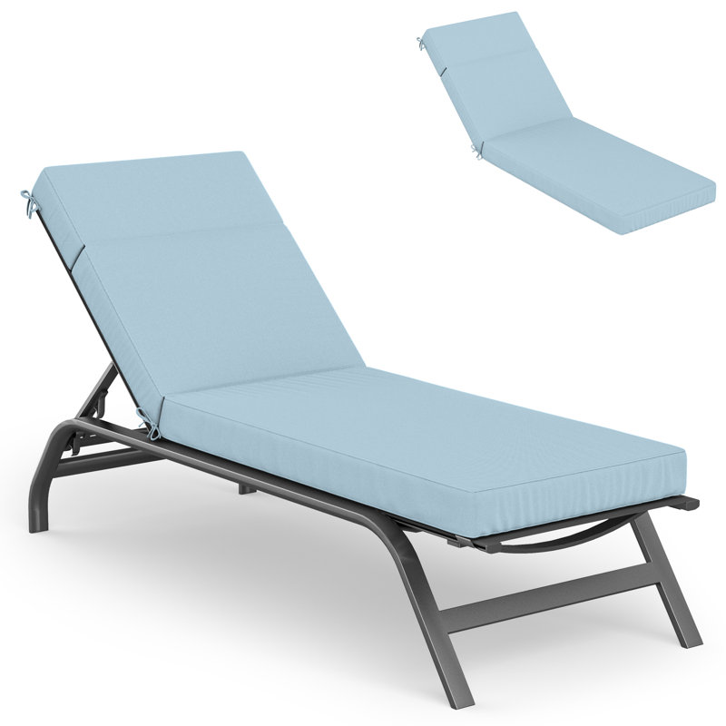 Outdoor Chaise Lounge Cushion – Weather-Resistant, Reversible, Plush Comfort, Pale Sky Blue, 26" W x 80" D