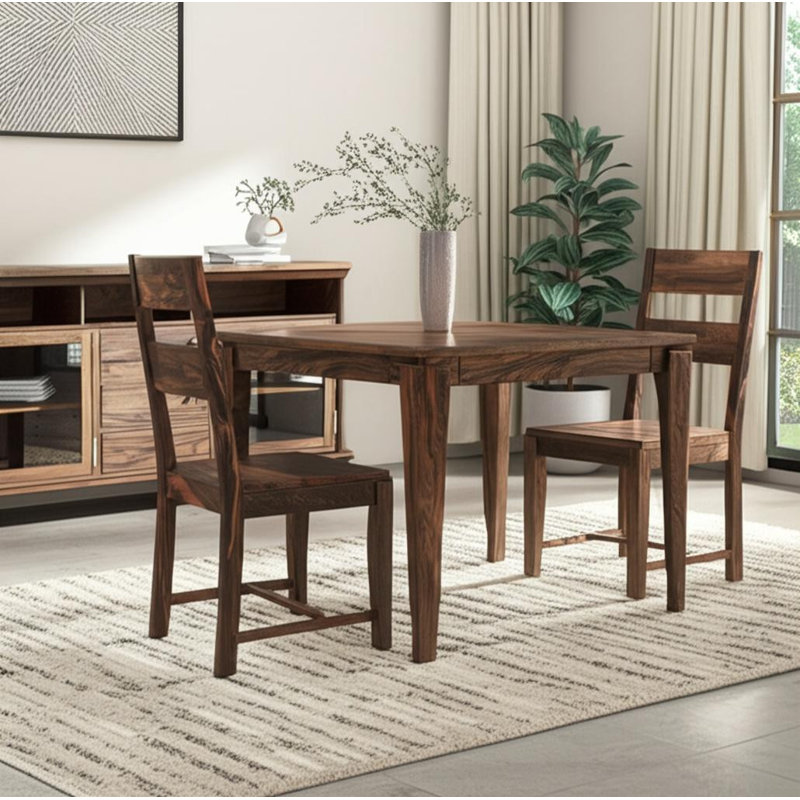Ensemble de deux chaises d'appoint en bois massif brun foncé Gracie Mills Fairfield