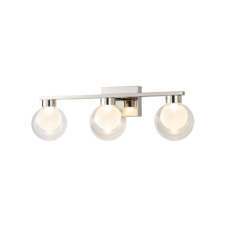 Crewe - meuble-lavabo de salle de bain - finition nickel poli - extérieur transparent avec abat-jour intérieur en verre givré