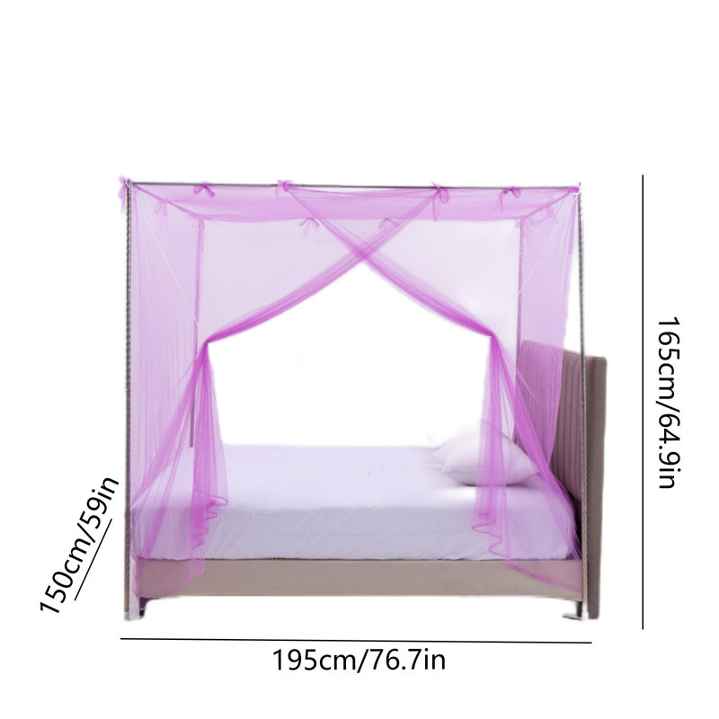 Moustiquaire de tente pour lit à ouverture latérale d'un côté Filet de rideau pour décoration de chambre à coucher pour lit simple sans cadre de lit