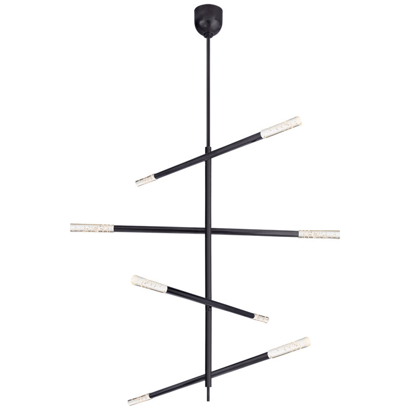 Kelly Wearstler Rousseau Large Articulating Chandelier, 47.5" H x 48" W x 3" D, Seeded Glass, Bronze
