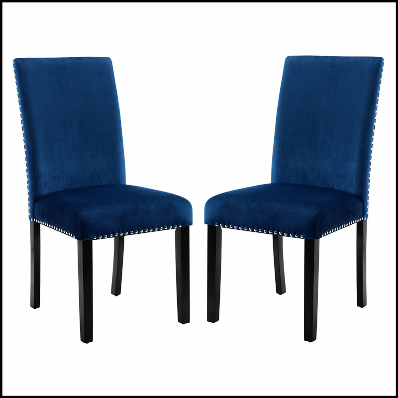 Chaise de salle à manger en velours Cobre, Bleu