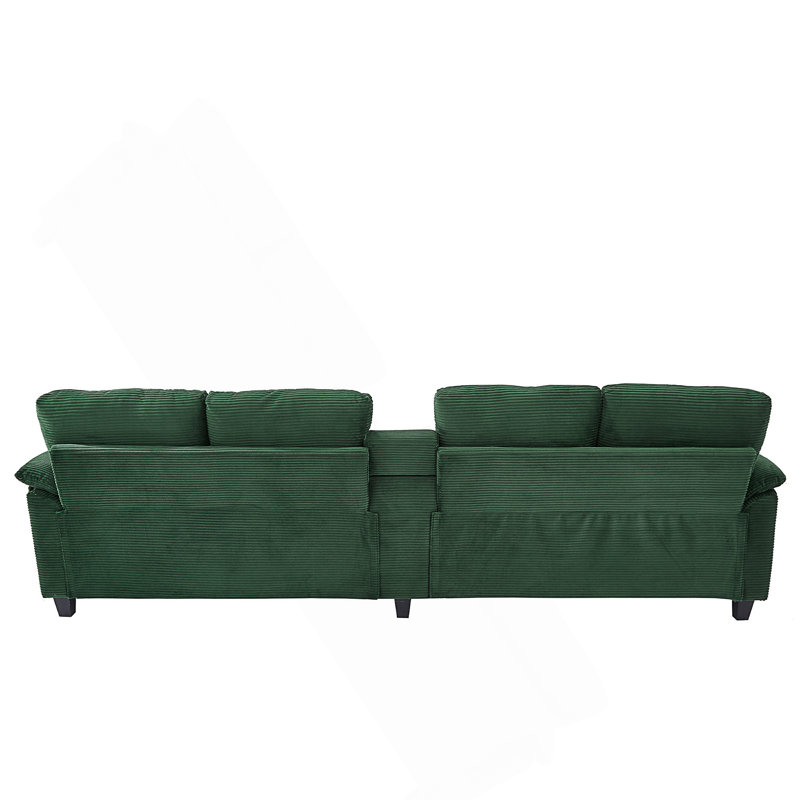 Canapé modulaire rembourré en velours côtelé de 116,9 po Modern, Velours côtelé vert