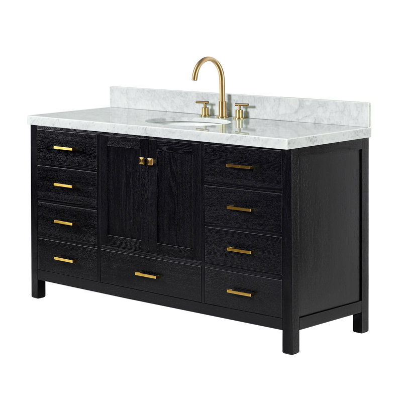 Amariani 67'' Single Bathroom Vanity with Top, Black Oak, Oval