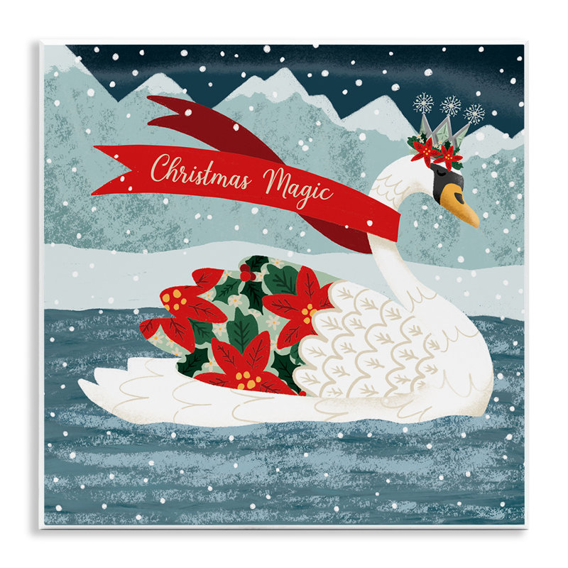 Plaque de Noël «Christmas Magic Enchanted Swan», design par Jilly Jack Designs