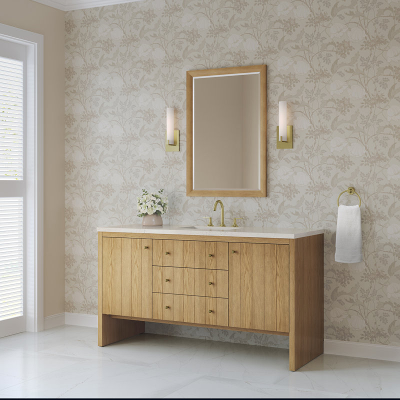Hudson 60'' W Single Vanity, Light Natural Oak, Siberian, 8" Widespread