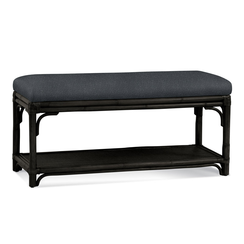 Banc de rangement en osier Summer Retreat, Noir antique, Performance blanc sucre; 0863-91