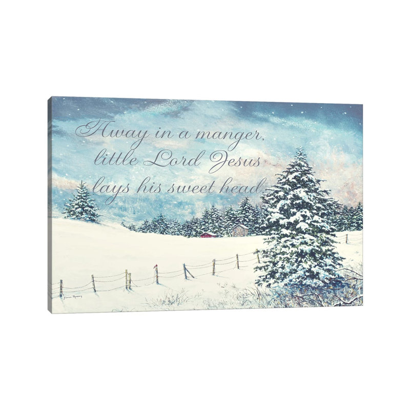 «Away in a Manger» par James Redding - Art textuel sur toile tendue, H 18 po x l 26 po x P 1,5 po