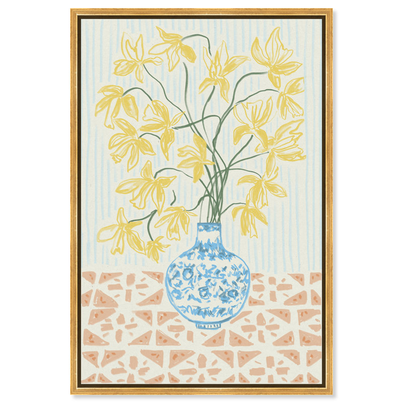 Yellow Iris Summer Print by Oliver Gal, 25"H x 17"W, Gold Floater Frame