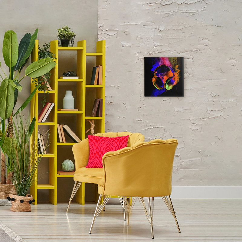 Power Play Headphones Canvas, design by Sasha, 17" H x 17" W