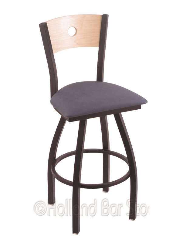 Tabouret de bar pivotant de 36" Lareau, Ride noire, Café Rein, Chêne Naturel