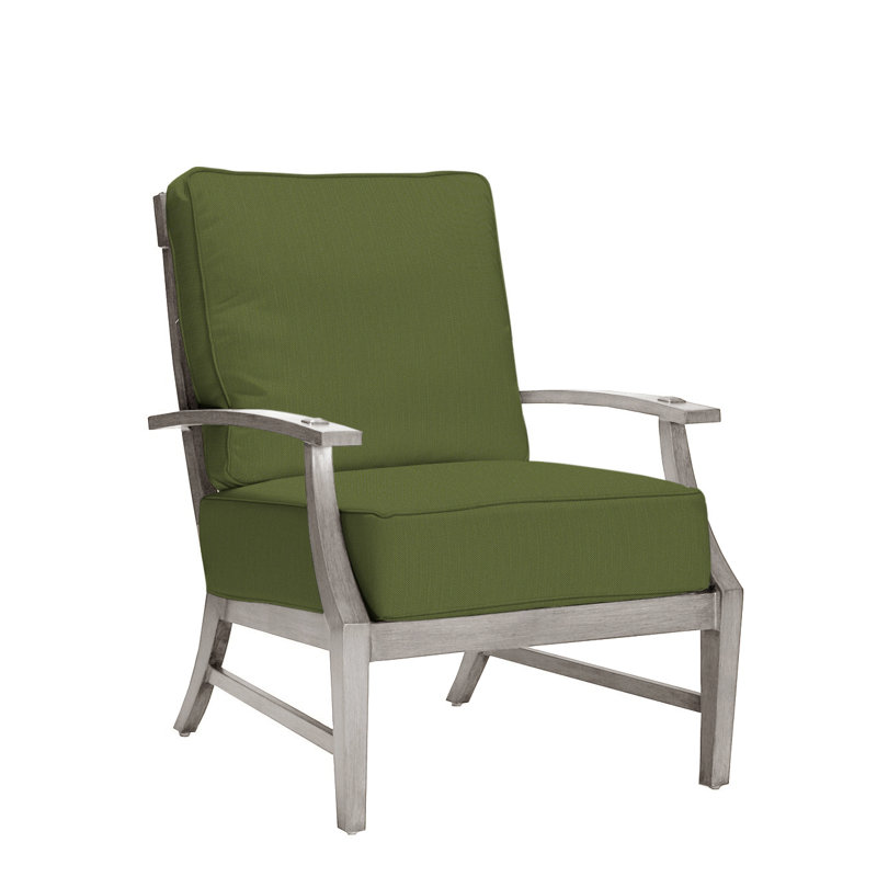 Croquet Patio Chair with Cushions, Welt, Oyster, Linen Forest