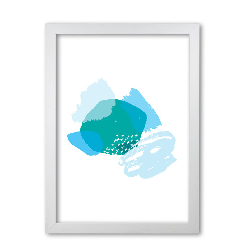 Blue And Teal Mismatch Abstract - Print, 42 cm H x 30 cm W x 5 cm D, White Grain Frame