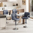 Tavion Adjustable Swivel Faux Leather Bar Stool with Armrests and Footrest