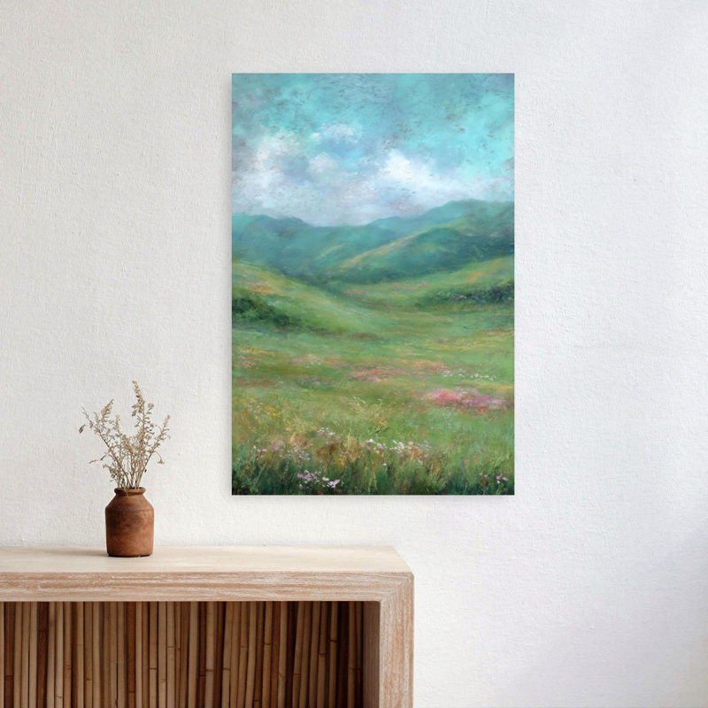 Impression d'art contemporain abstrait Fairytale Mountain, 24" H x 16" W