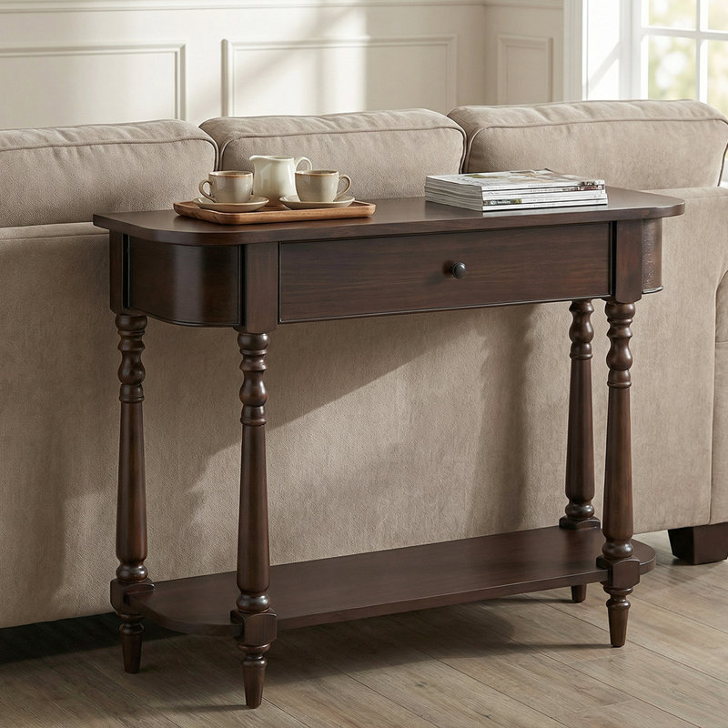 Solid Wood Narrow Sofa Table – Elegant Entryway Console Table With Drawer And Shelf For Living Room, Hallway & Small Spaces