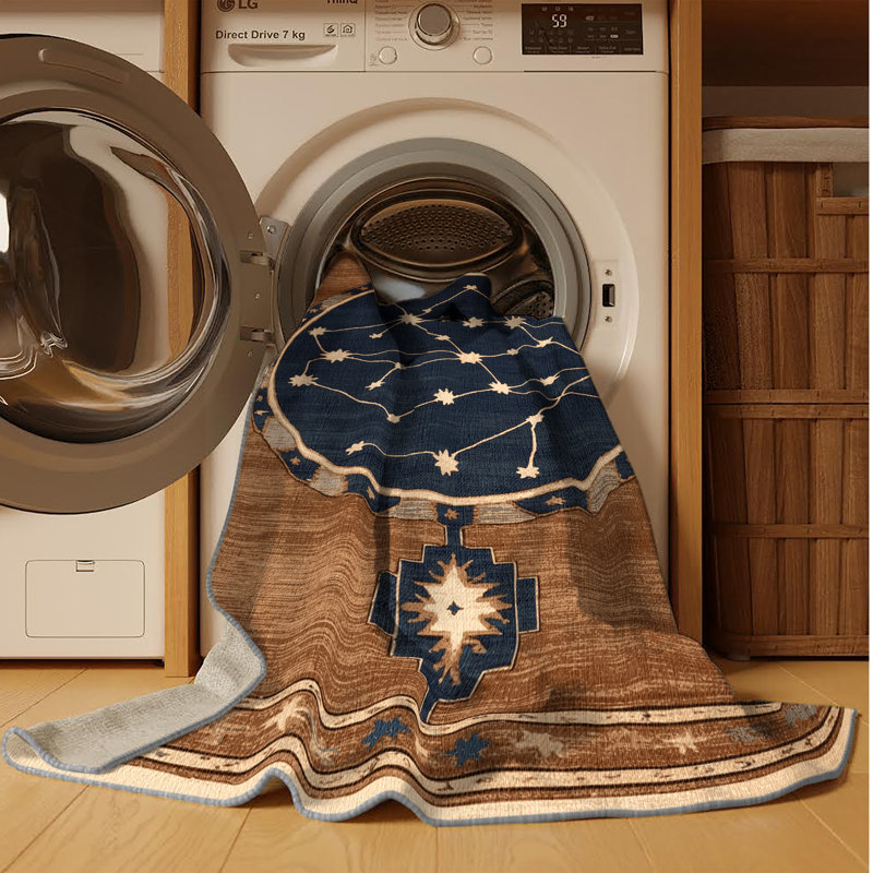 Tapis brun lavable à la machine, Rond 8 pi
