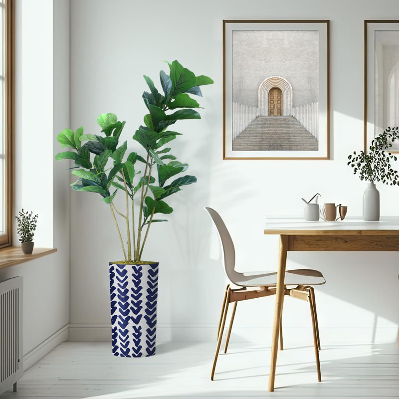 Arbre artificiel en pot moderne Ficus Lyrata, Tique bleue, H 66 po x l 13 po x P 13 po