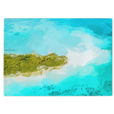 Tempered Glass Paradise Island Chopping Board