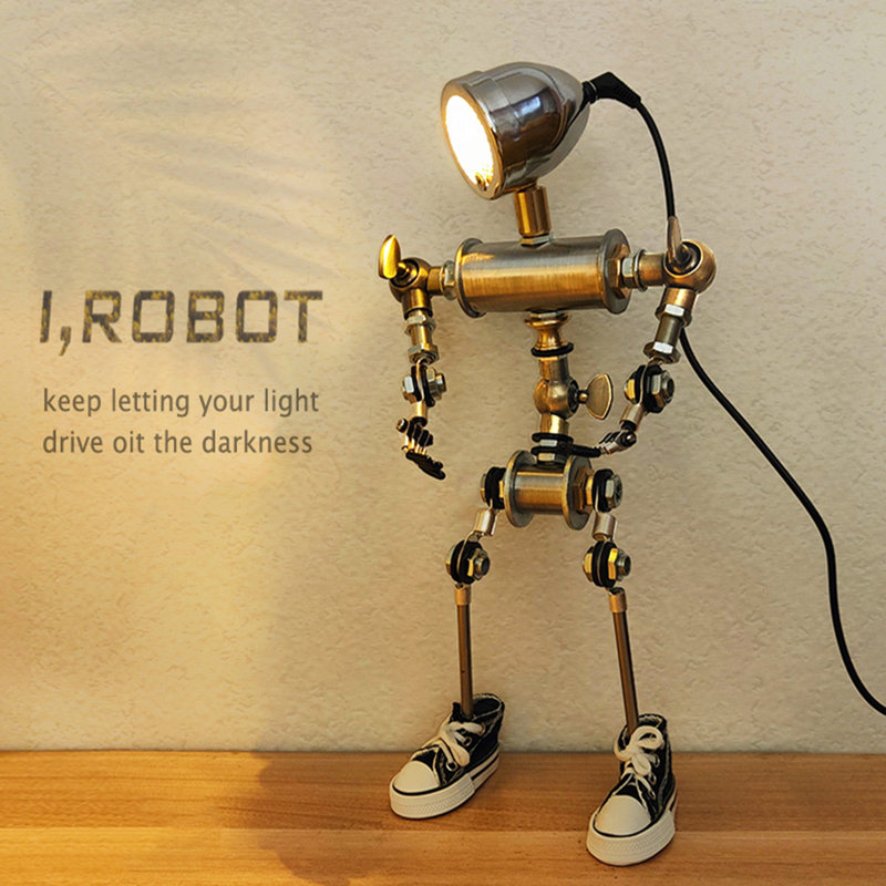 Lampe de table en forme de robot 13,8 po H Cyberpunk - Éclairage de bureau industriel de conception futuriste